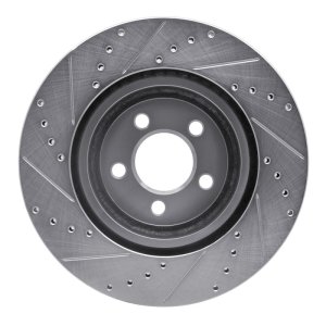Chrysler 300 Brake Rotor (1) - Front Right - R1 Concepts - Drilled & Slotted - Silver - `05-`23